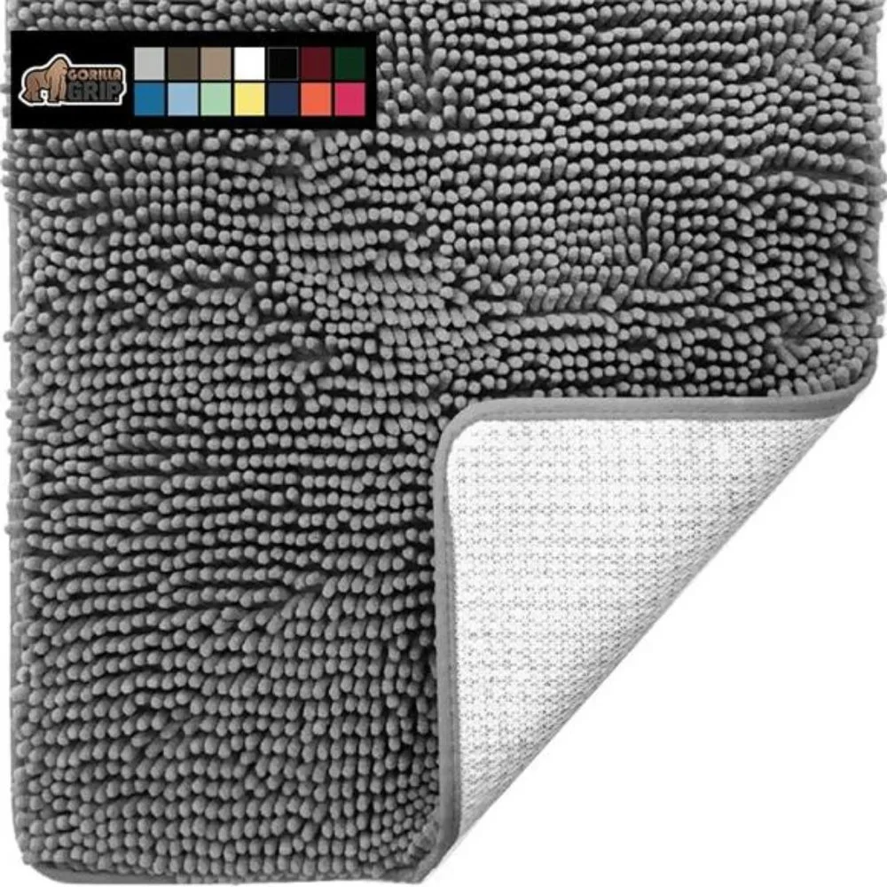 Gorilla Grip Bath Rug, Thick Soft Absorbent Chenille Rubber Backing Bathroom Rug
